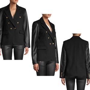 GENERATION Love black leather sleeve Enzo blazer Sz L NWT